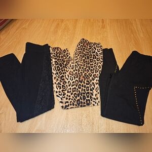 Forever 21 Leopard and Black Leggings